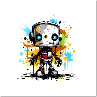 Cute cartoon Robot. Funny cyborg. Posters and Art